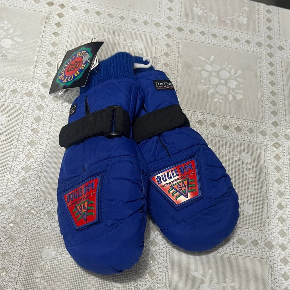 Bugle Boy Blue Thermal Insulated Kids Mittens Gloves Size 4-7